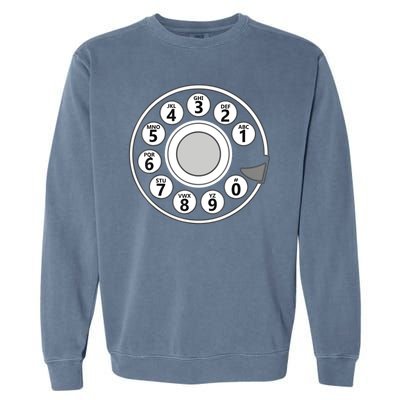 Vintage Telephone Halloween Costume Retro Rotary Phone Dial Garment-Dyed Sweatshirt