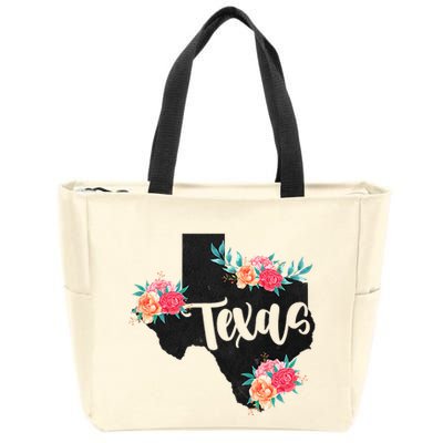 Vintage Texas Home State Map Pride Flowers Retro Rodeo Zip Tote Bag
