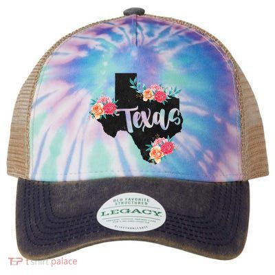 Vintage Texas Home State Map Pride Flowers Retro Rodeo Legacy Tie Dye Trucker Hat