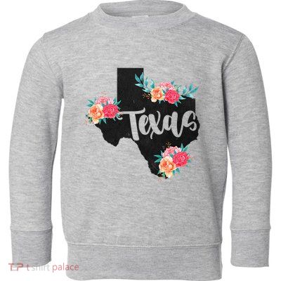Vintage Texas Home State Map Pride Flowers Retro Rodeo Toddler Sweatshirt