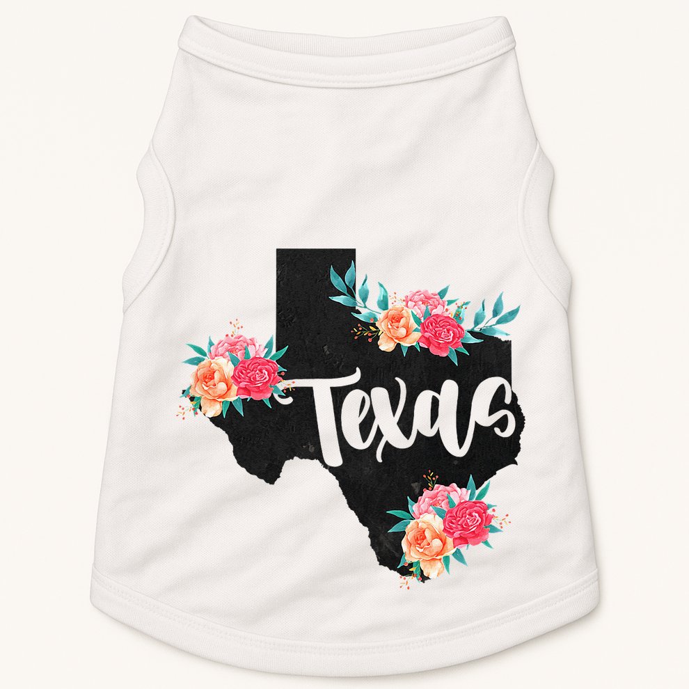 Vintage Texas Home State Map Pride Flowers Retro Rodeo Doggie Tank