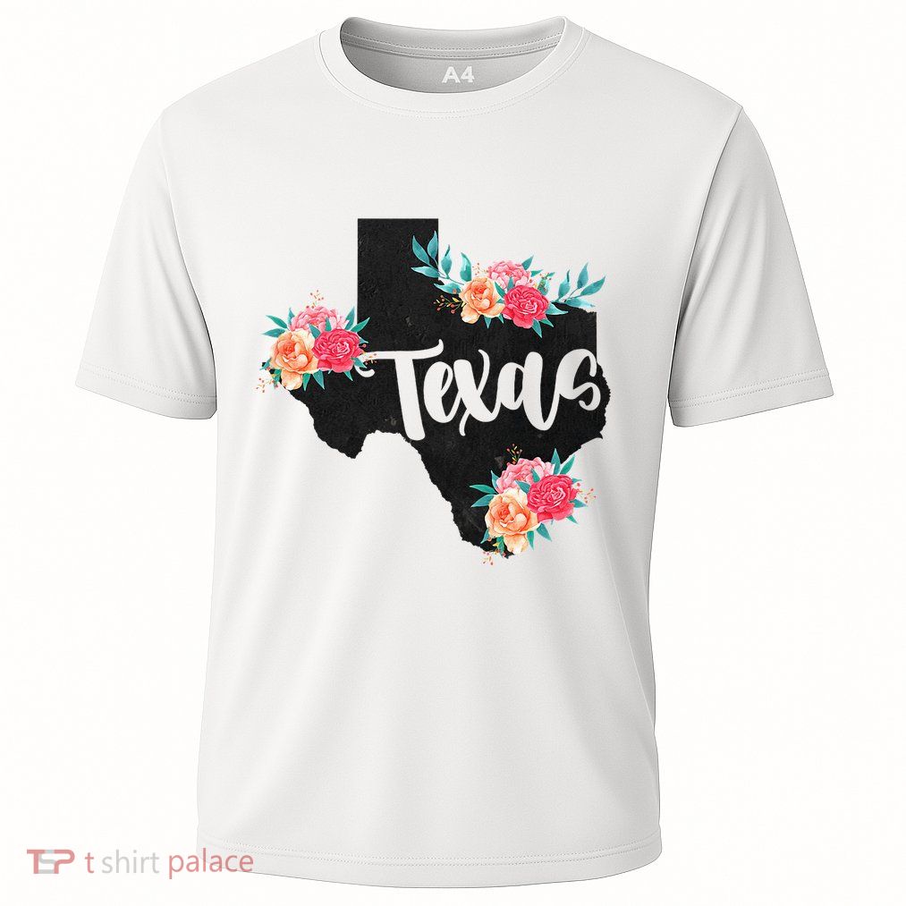 Vintage Texas Home State Map Pride Flowers Retro Rodeo Performance Shirt