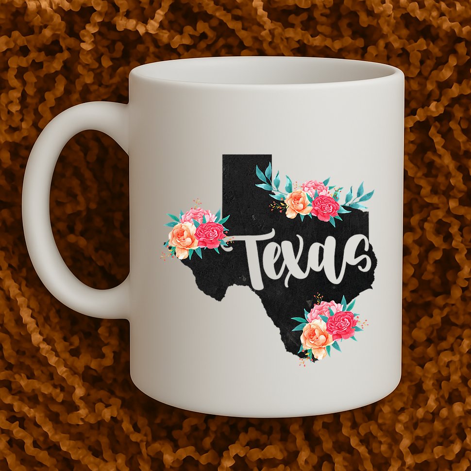 Vintage Texas Home State Map Pride Flowers Retro Rodeo Mug