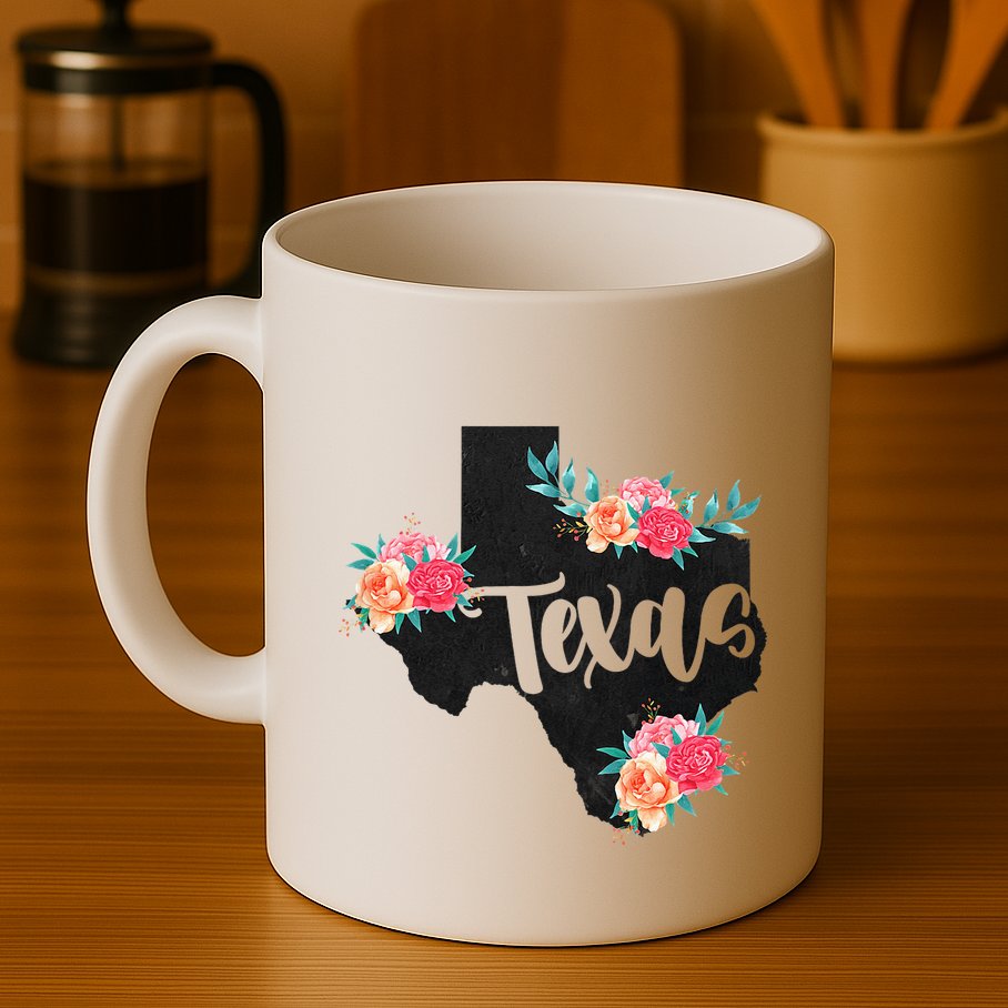 Vintage Texas Home State Map Pride Flowers Retro Rodeo Mug