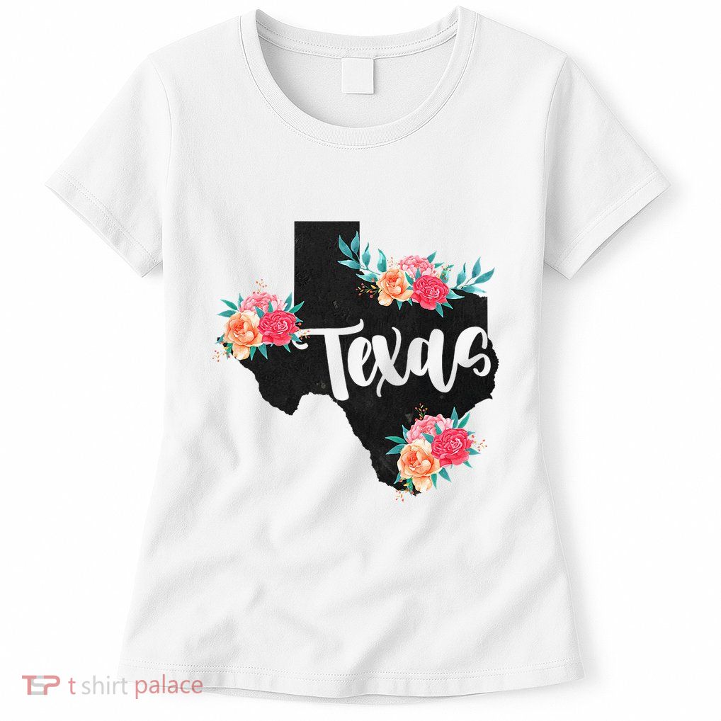 Vintage Texas Home State Map Pride Flowers Retro Rodeo Womens T-Shirt