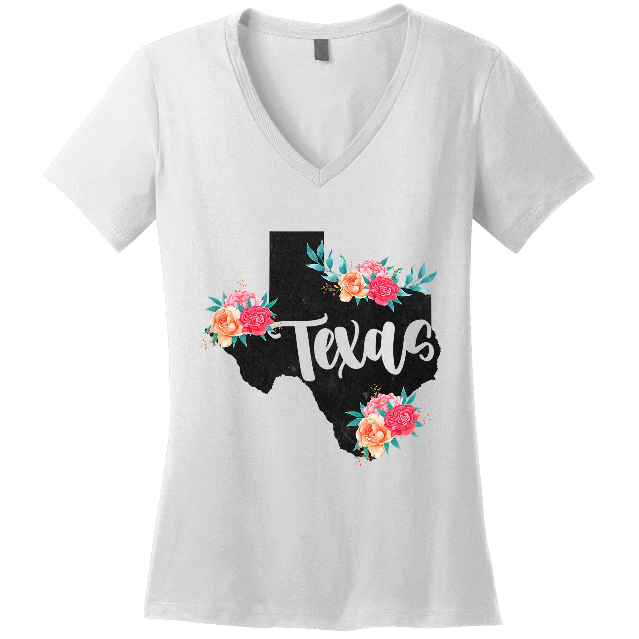 Vintage Texas Home State Map Pride Flowers Retro Rodeo Women's V-Neck T-Shirt