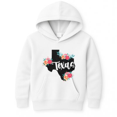 Vintage Texas Home State Map Pride Flowers Retro Rodeo Kids Hoodie