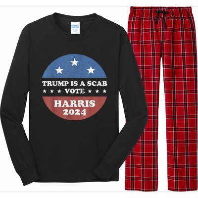 Vintage Trump Is A Scab Vote Harris 2024 Long Sleeve Pajama Set