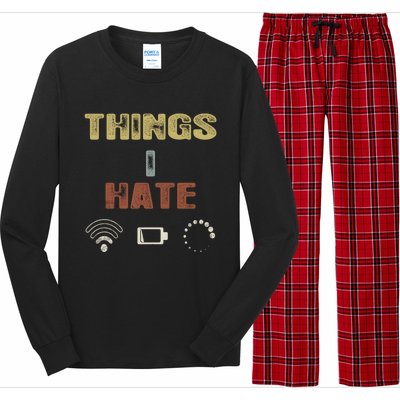 Vintage Things I Hate Gamer Great Gift Funny Gift Pc Video Game Streamer Gift Long Sleeve Pajama Set