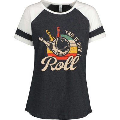 Vintage This Is How I Roll Bowling Players Tee Bowler Enza Ladies Jersey Colorblock Tee