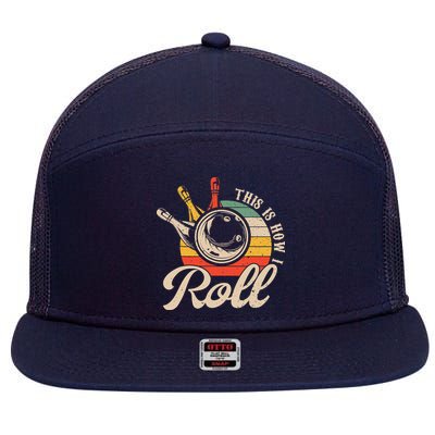 Vintage This Is How I Roll Bowling Players Tee Bowler 7 Panel Mesh Trucker Snapback Hat