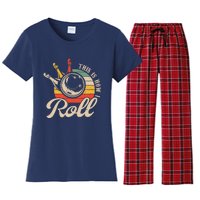 Vintage This Is How I Roll Bowling Players Tee Bowler Women's Flannel Pajama Set