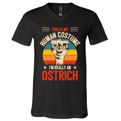 Vintage This Is My Human Costume IM Really An Ostrich Retro V-Neck T-Shirt