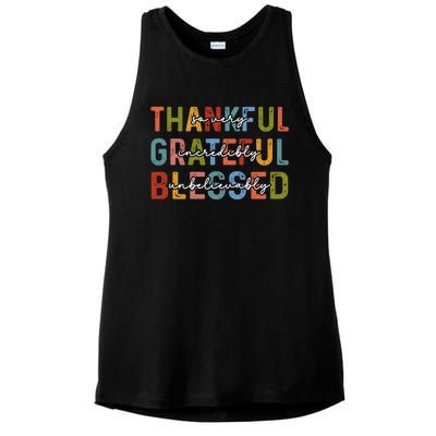 Very Thankful Incredibly Grateful Blessed Thanksgiving Fall Great Gift Ladies PosiCharge Tri-Blend Wicking Tank