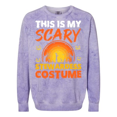 Vintage This Is My Scary Stewardess Costume Halloween Gift Colorblast Crewneck Sweatshirt