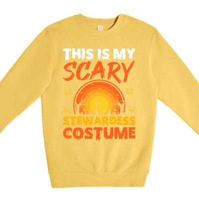 Vintage This Is My Scary Stewardess Costume Halloween Gift Premium Crewneck Sweatshirt