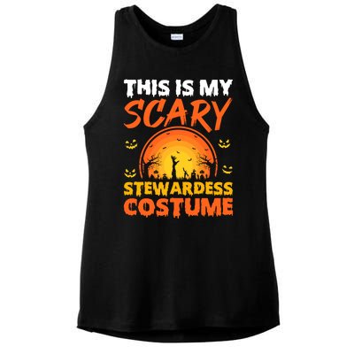 Vintage This Is My Scary Stewardess Costume Halloween Gift Ladies PosiCharge Tri-Blend Wicking Tank