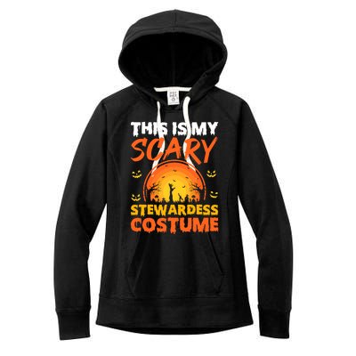 Vintage This Is My Scary Stewardess Costume Halloween Gift Women's Fleece Hoodie