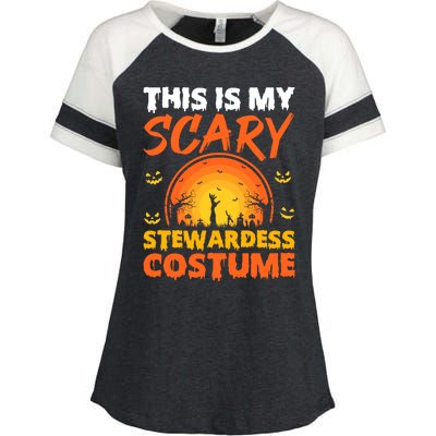 Vintage This Is My Scary Stewardess Costume Halloween Gift Enza Ladies Jersey Colorblock Tee