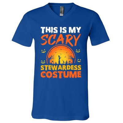 Vintage This Is My Scary Stewardess Costume Halloween Gift V-Neck T-Shirt