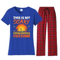 Vintage This Is My Scary Stewardess Costume Halloween Gift Women's Flannel Pajama Set