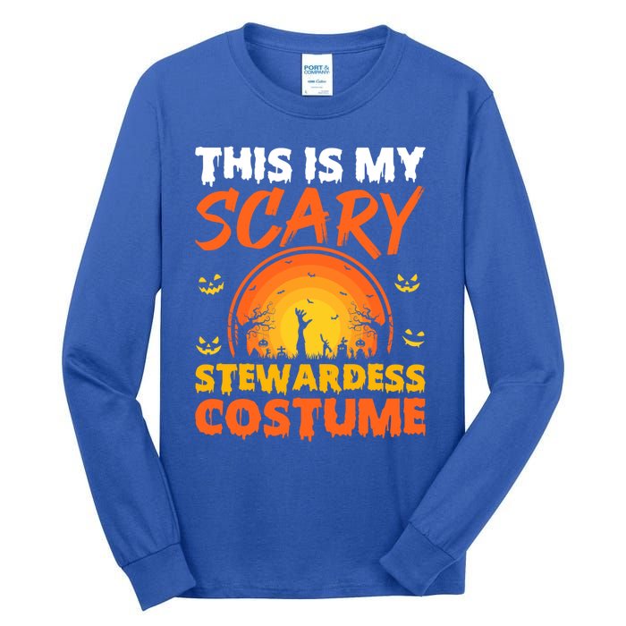 Vintage This Is My Scary Stewardess Costume Halloween Gift Tall Long Sleeve T-Shirt