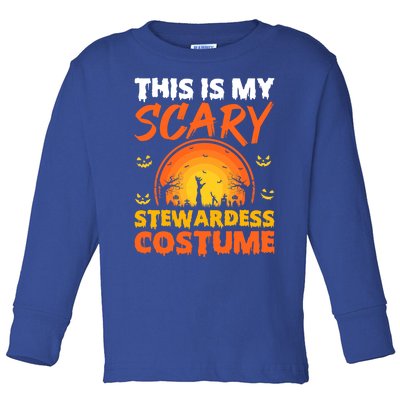 Vintage This Is My Scary Stewardess Costume Halloween Gift Toddler Long Sleeve Shirt