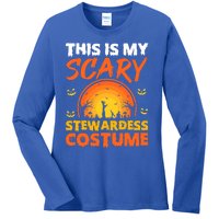 Vintage This Is My Scary Stewardess Costume Halloween Gift Ladies Long Sleeve Shirt