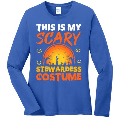 Vintage This Is My Scary Stewardess Costume Halloween Gift Ladies Long Sleeve Shirt