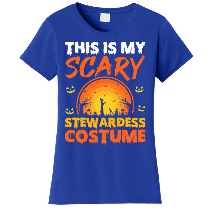 Vintage This Is My Scary Stewardess Costume Halloween Gift Women's T-Shirt