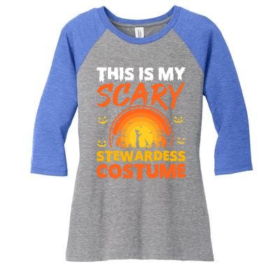 Vintage This Is My Scary Stewardess Costume Halloween Gift Women's Tri-Blend 3/4-Sleeve Raglan Shirt