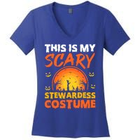 Vintage This Is My Scary Stewardess Costume Halloween Gift Women's V-Neck T-Shirt