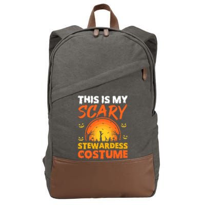 Vintage This Is My Scary Stewardess Costume Halloween Gift Cotton Canvas Backpack