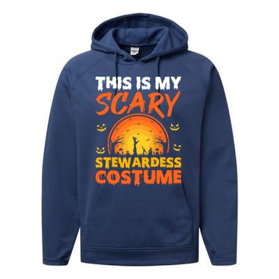 Vintage This Is My Scary Stewardess Costume Halloween Gift Performance Fleece Hoodie