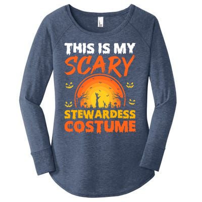 Vintage This Is My Scary Stewardess Costume Halloween Gift Women's Perfect Tri Tunic Long Sleeve Shirt