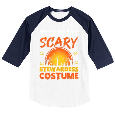 Vintage This Is My Scary Stewardess Costume Halloween Gift Baseball Sleeve Shirt