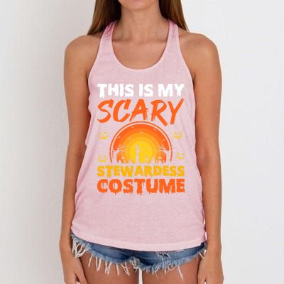 Vintage This Is My Scary Stewardess Costume Halloween Gift Women's Knotted Racerback Tank