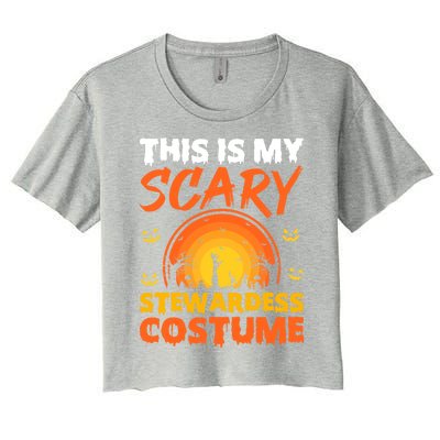 Vintage This Is My Scary Stewardess Costume Halloween Gift Women's Crop Top Tee