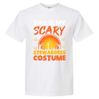 Vintage This Is My Scary Stewardess Costume Halloween Gift Garment-Dyed Heavyweight T-Shirt