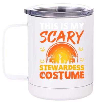 Vintage This Is My Scary Stewardess Costume Halloween Gift 12 oz Stainless Steel Tumbler Cup