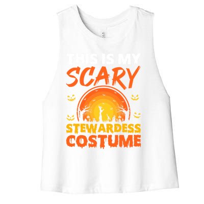 Vintage This Is My Scary Stewardess Costume Halloween Gift Women's Racerback Cropped Tank