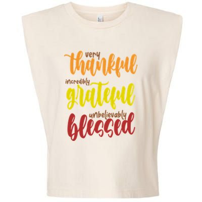 Very Thankful Incredibly Grateful Unbelievably Blessed Garment-Dyed Women's Muscle Tee