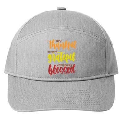 Very Thankful Incredibly Grateful Unbelievably Blessed 7-Panel Snapback Hat