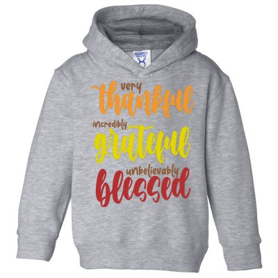 Very Thankful Incredibly Grateful Unbelievably Blessed Toddler Hoodie