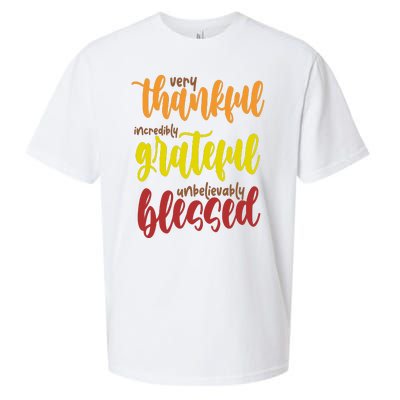 Very Thankful Incredibly Grateful Unbelievably Blessed Sueded Cloud Jersey T-Shirt