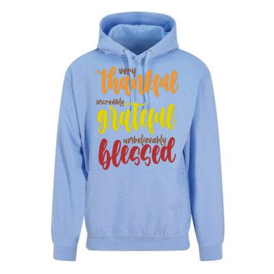 Very Thankful Incredibly Grateful Unbelievably Blessed Unisex Surf Hoodie