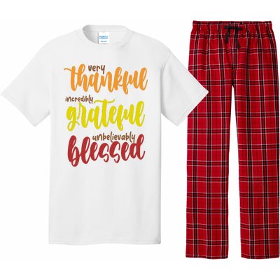 Very Thankful Incredibly Grateful Unbelievably Blessed Pajama Set