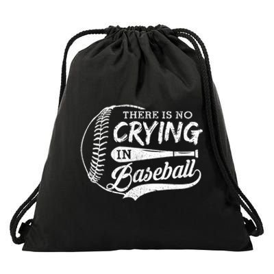 Vintage There Is No Crying In Baseball Sports Funny Baseball Drawstring Bag