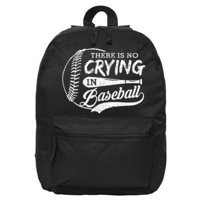 Vintage There Is No Crying In Baseball Sports Funny Baseball 16 in Basic Backpack