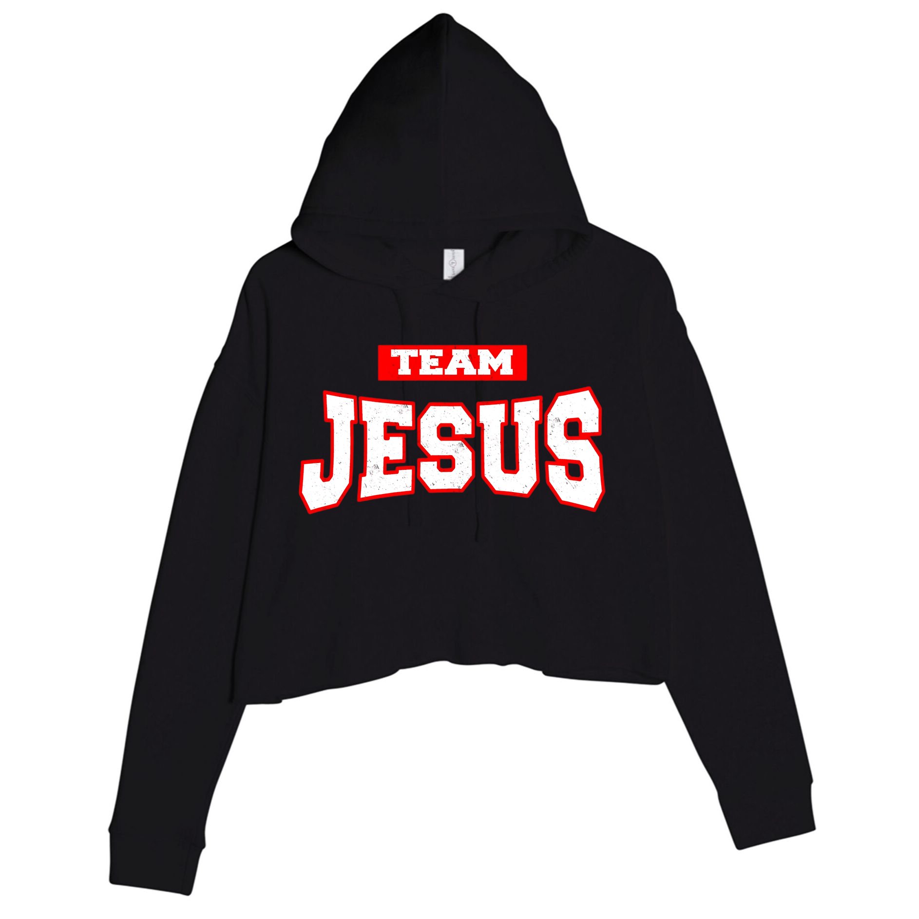 Vintage Team Jesus Funny Crop Fleece Hoodie